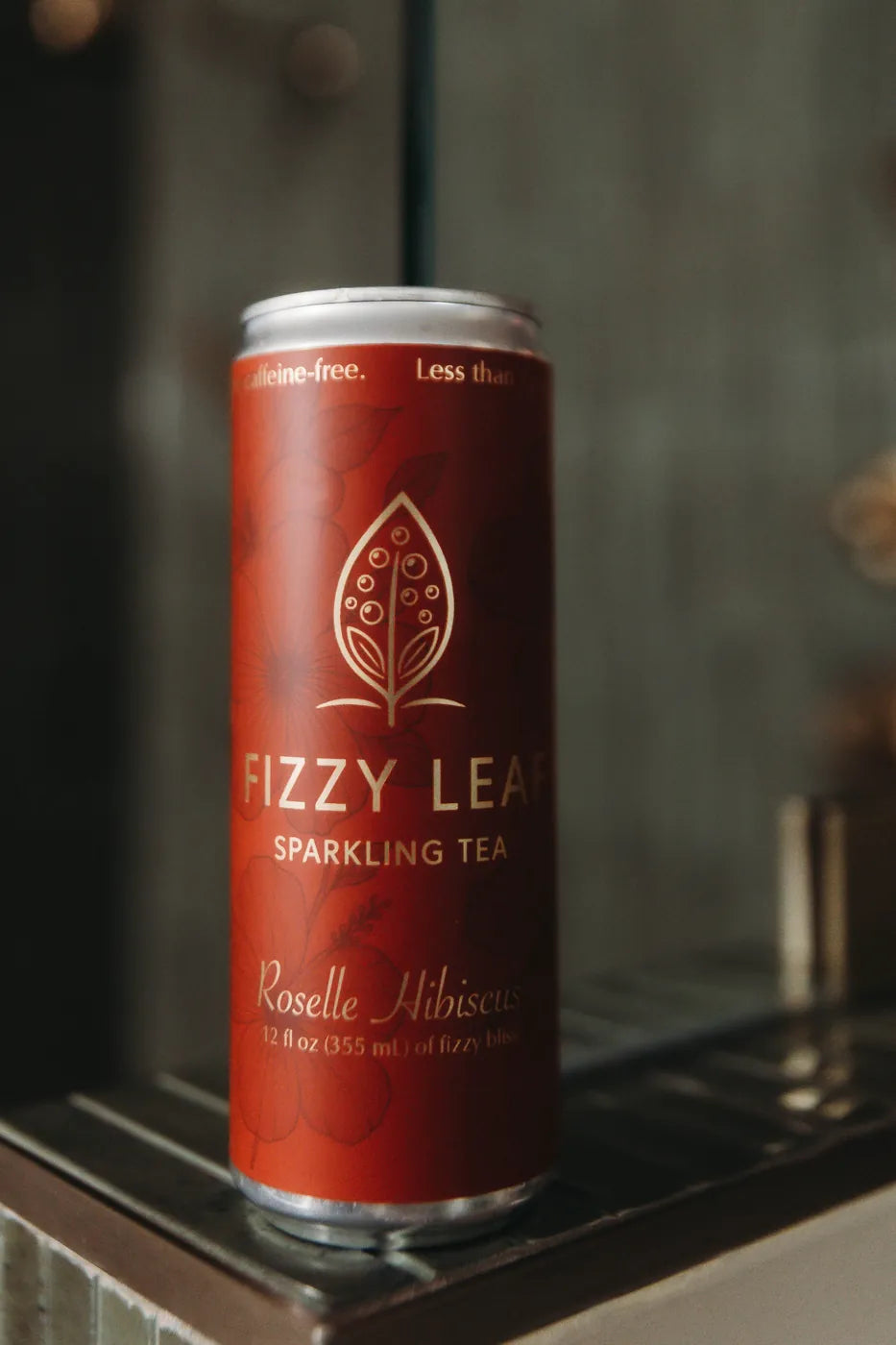 Fizzy Leaf can on display